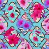 Outdoor Dekostoffe Oxford - Motiv Hibiskus Auf Blauem