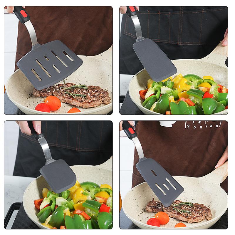 Silicone Kitchenware Set, Stainless Steel Handle Spatula, Kitchen Utensils, Cooking Spatula, Silicone Pot Spatula, 5 Types