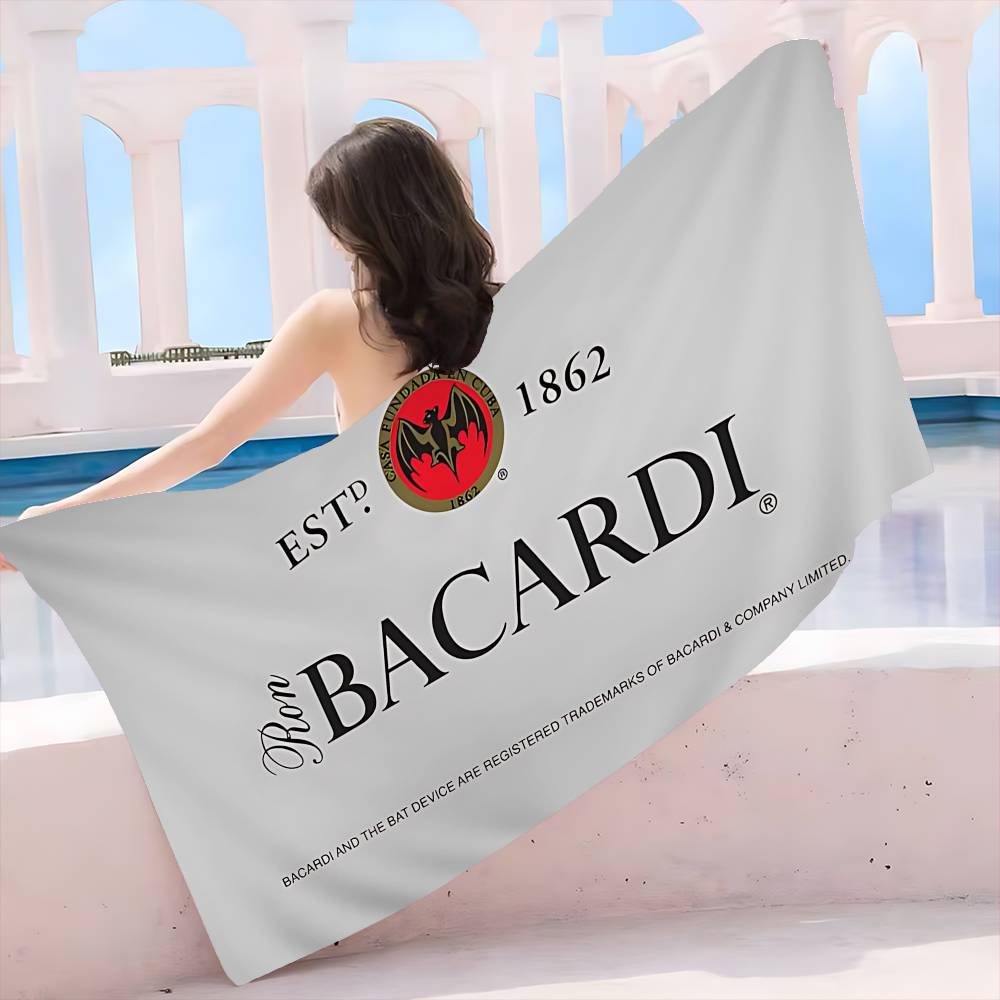 B-Bacardi Rum Vampirfledermaus Mikrofaser Decke Schnelltrocknend Strandtücher Übergröße Druck Super Saugfähig Pooltuch Decke