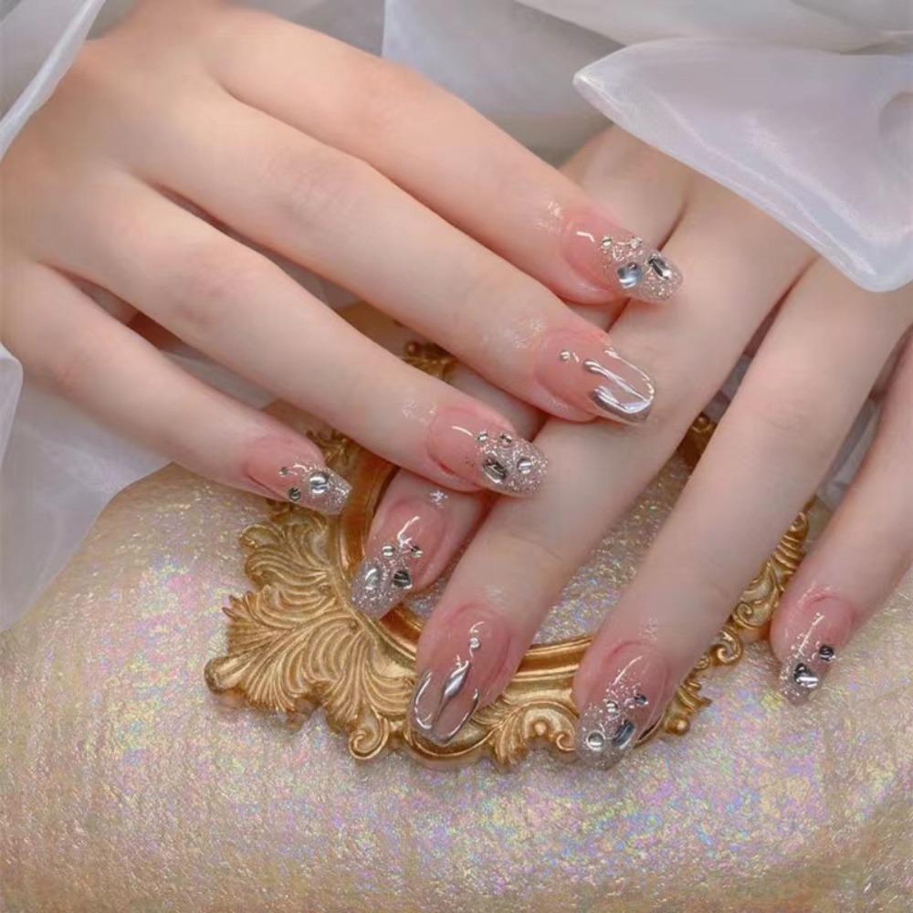 

Короткие французские накладные ногти с квадратной головкой, съемные накладные ногти для женщин