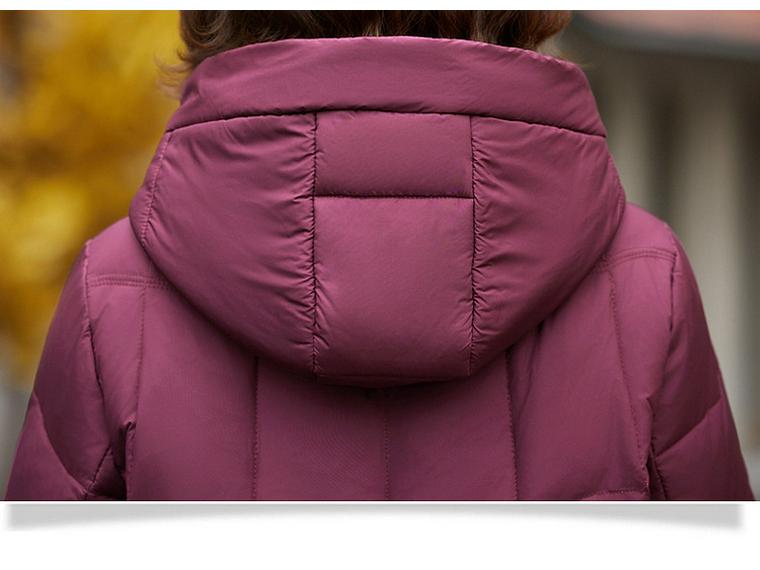 2025 Bestickter Kapuzen-Baumwollmantel Überknie - Winterstil für Mittelalte und Ältere