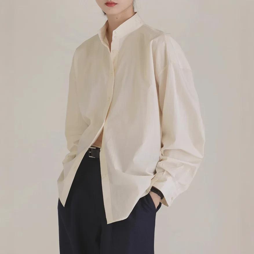 2024 Autumn Low-Saturation Twisted Stand Collar Shirt