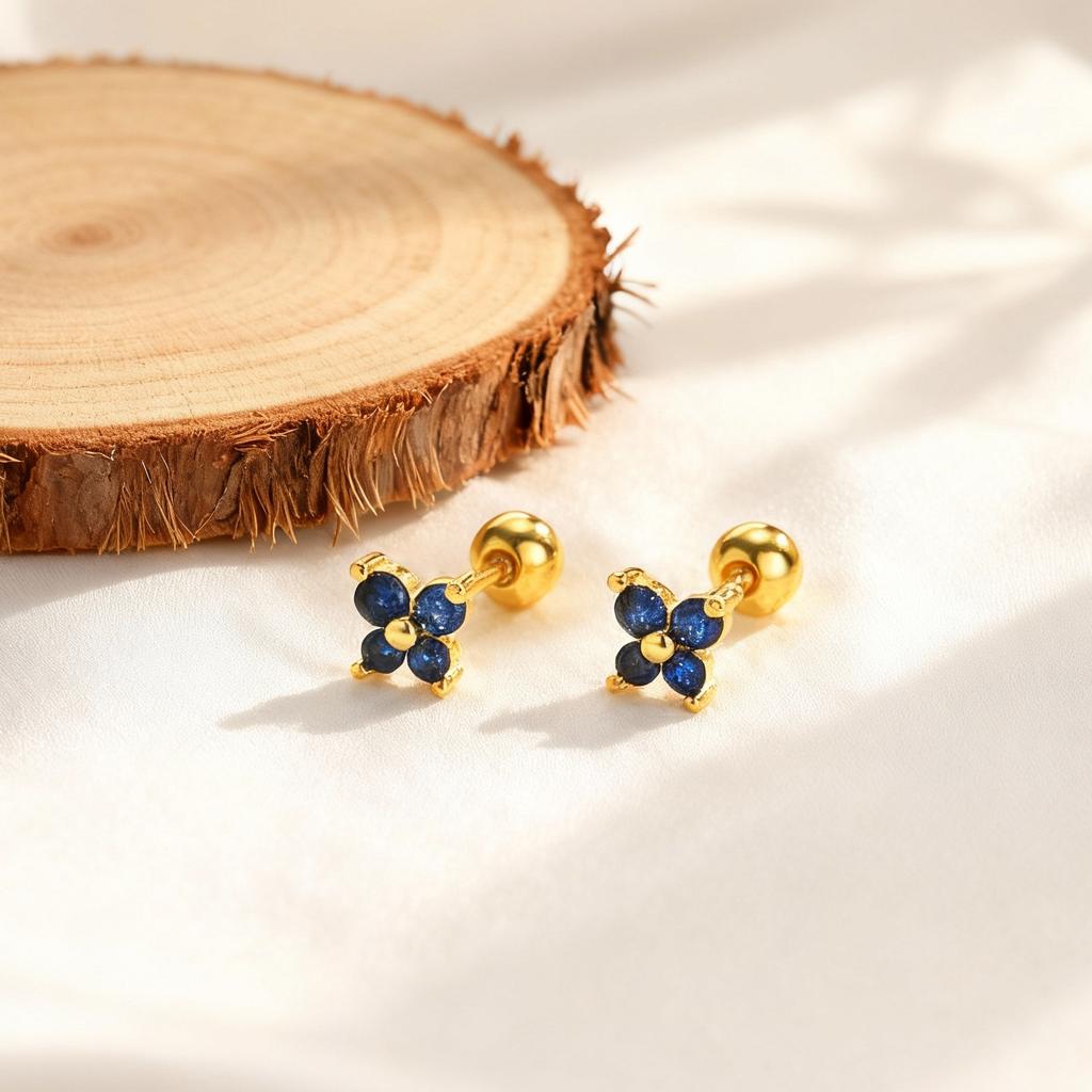 Mini Dainty White Zirconia Butterfly Stud Earrings for Women Girls,Stainless Steel Zircon Earrings,Gold Plated Exquisite Jewelry