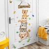Cartoon Five Cats Welcome Wall Sticker Kids Room Door Decoration Mural Bedroom Entrance Home Decor Self Adhesive Kitty Wallpaper