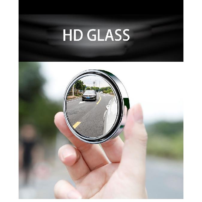 2Pcs 360 Degree Adjustable Round Frame Convex Blind Spot Mirror Safety Driving Wide-angle Clear Rearview Mirror Auto