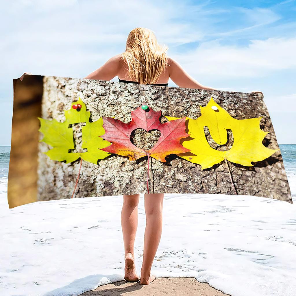 Leaf Pattern Printing Series Seaside Vacation Beach Towel Swimming Bath Towel Sports Towel
