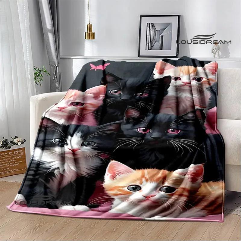 3D Cute Cat Printed Blanket Flannel Warm Blankets Soft and Comfortable Blanket Bed Linings Cubre Cama Birthday Gift