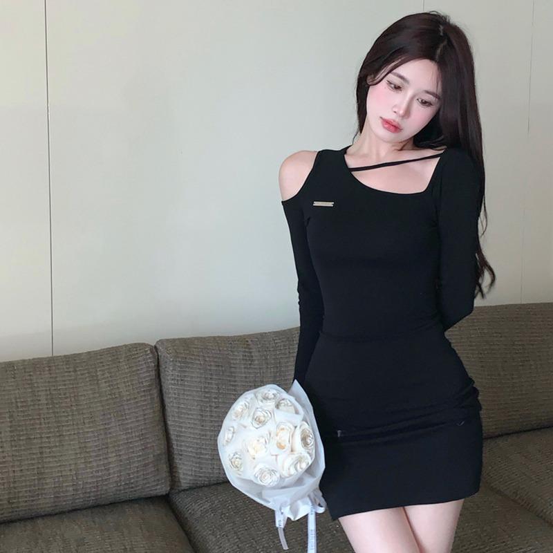 Women's Dress  Design Long Sleeves  Irregular Collar Off-the-shoulder