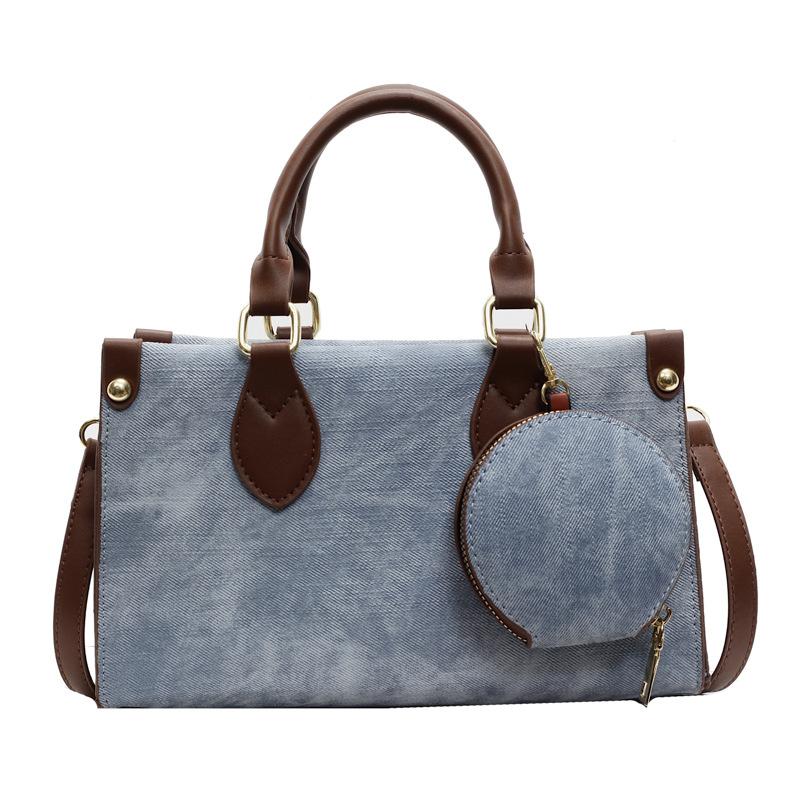 New bag women's trend casual simple messenger bag popular contrasting color women's handbag commuter tote bag