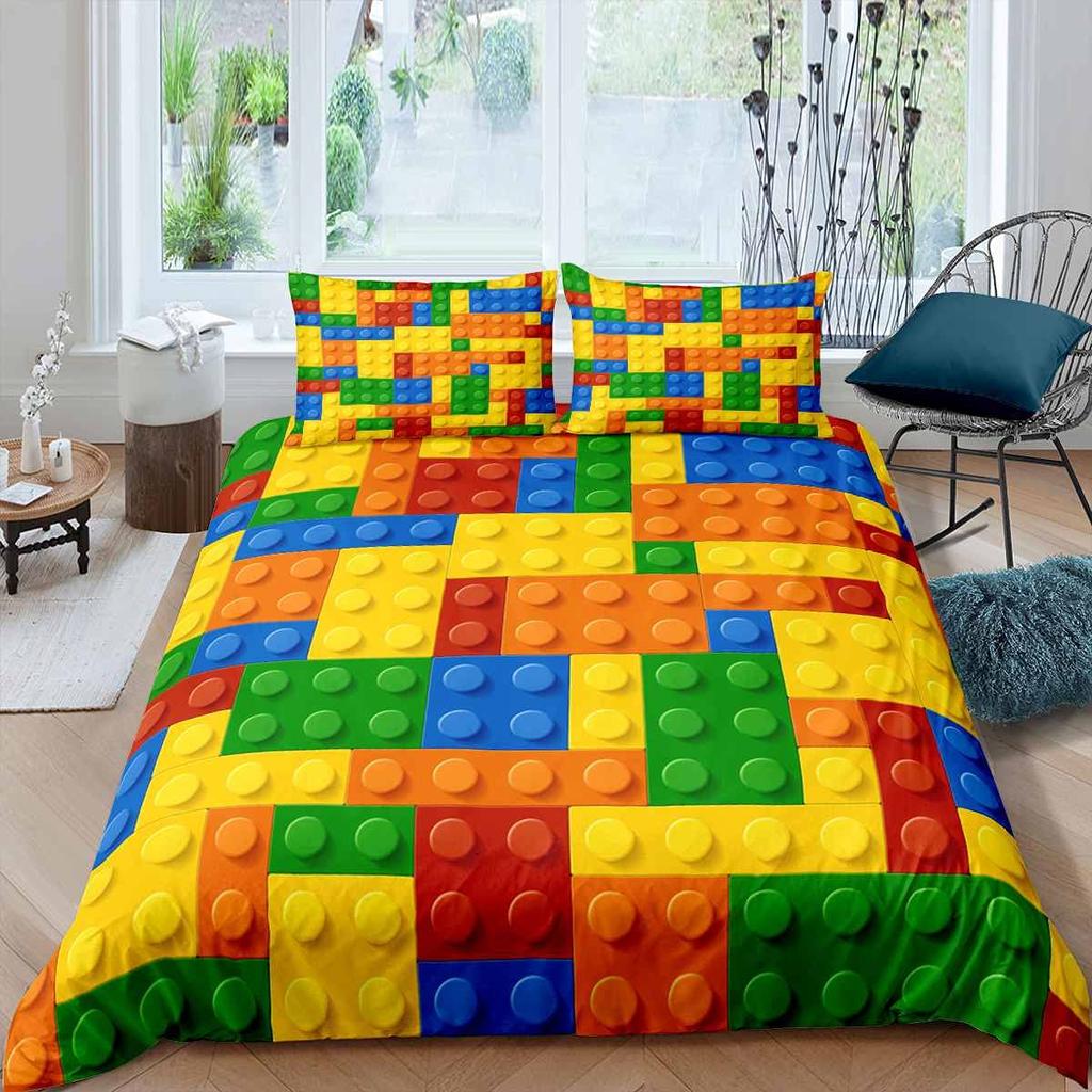 Color Block Duvet Covers for Kids Boys Girls Queen Quilt Covers Lightweight Down Room Decor 2 Pillowcases 1 Duvet Cover No Quilt