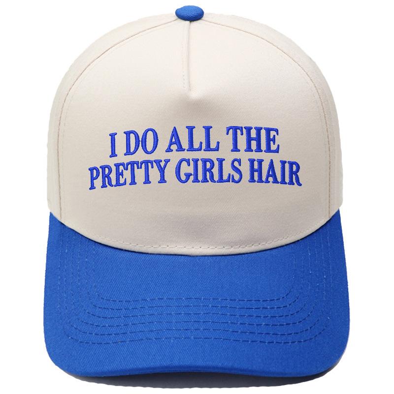 PRETTY GIRLS HAIR Fun Embroidery Color Matching Truck Driver Hat Men's and Women's Casual Sun Hat