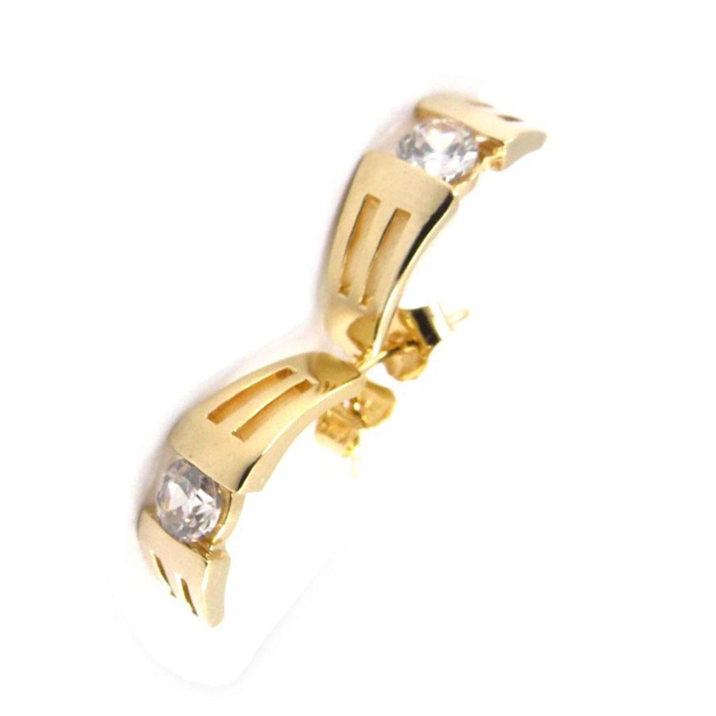 Les Trésors De Lily [J6026] - Gold Plated Half Hoop Earrings 'Goddess' White Gold - 15x5 Mm