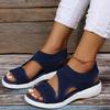 Plus Size Women's Knit Sport Sandals with Thick, Soft Soles - European & American Style, Comfortable Outdoor Footwear