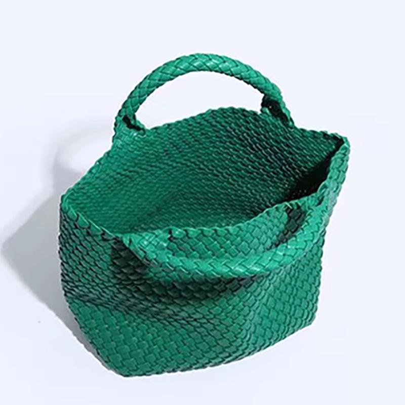 Women's Large Fashionable Woven Tote Bag - Versatile Double-Wrist Mother-Child Shopper