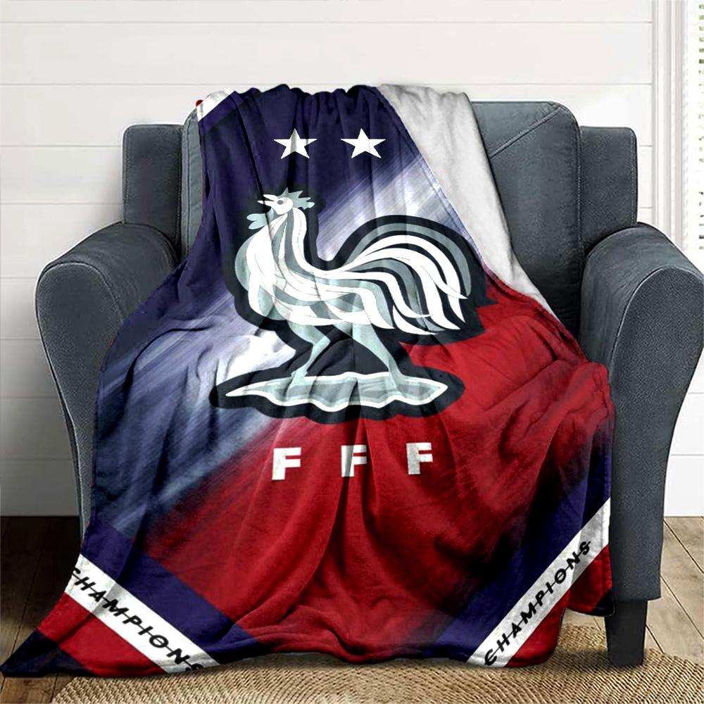 France FFF Print Flannel Blanket High Quality Warm Comfortable Cover for All Seasons Perfect for Gifts Home Decor