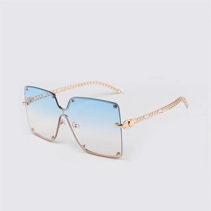 Rimless Metal Vintage Square Sunglasses Women Luxury Oversized Fashion Sun Glasses Shades Female Brand Designer Clear Oculos De