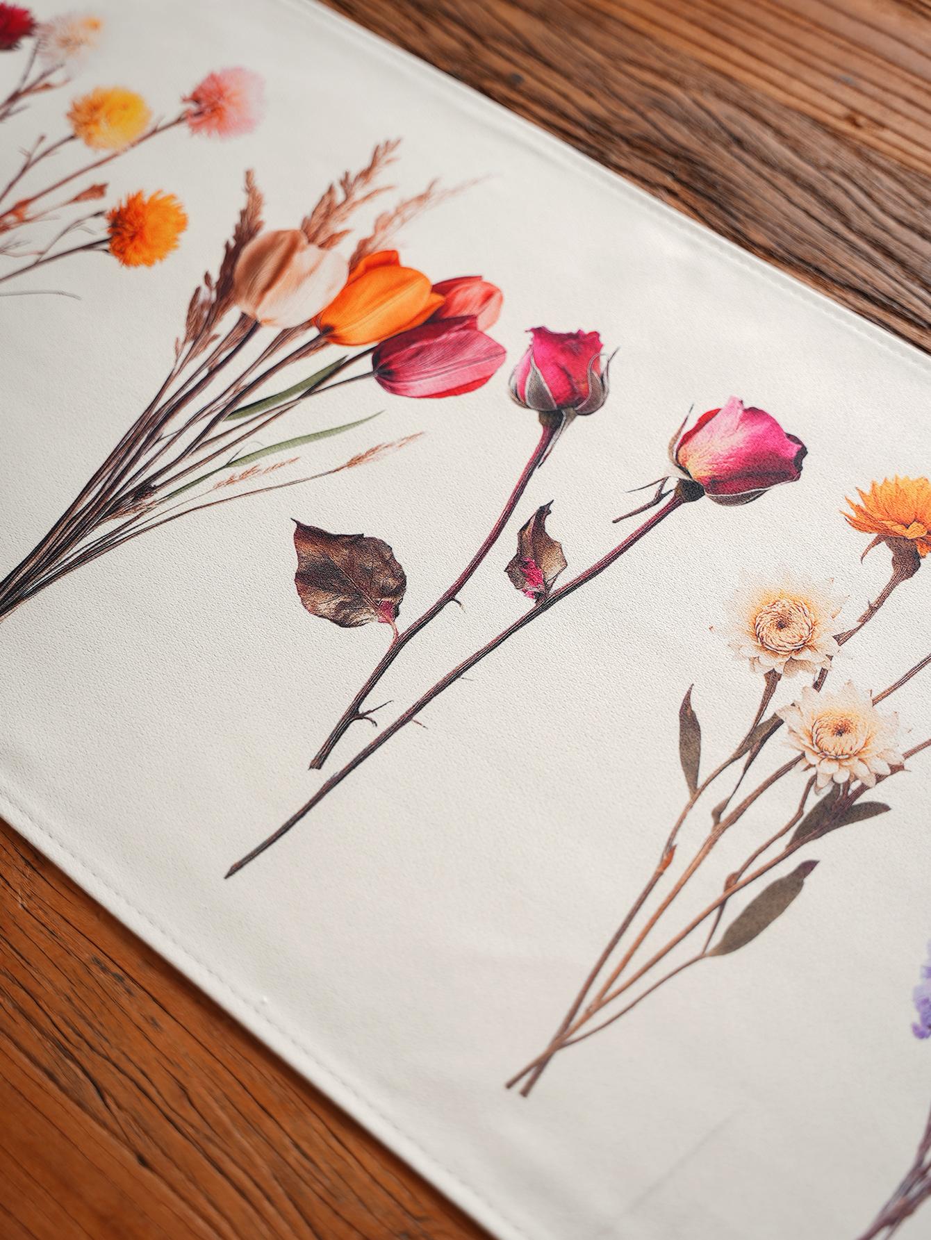 

Утолщенная скатерть-дорожка с цветочным принтом и кисточками для гостиной, кухни, обеденного стола, шкафа, водонепроницаемый декоративный флаг на стол 30x90cm бежевый