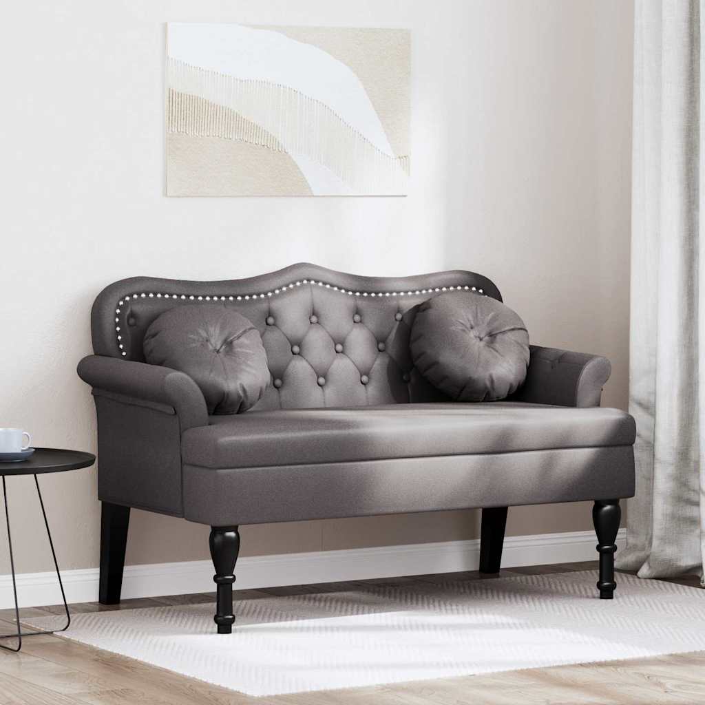 Chesterfield Bench with Cushions Gray 120.5 x 65 x 75 cm Faux Leather