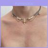 Geometric Titanium Steel Wing Pendant Necklace For Men Women Summer 2025 Fashion Accessory
