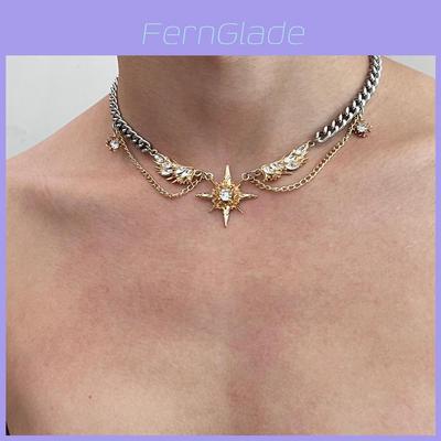 Geometric Titanium Steel Wing Pendant Necklace For Men Women Summer 2025 Fashion Accessory