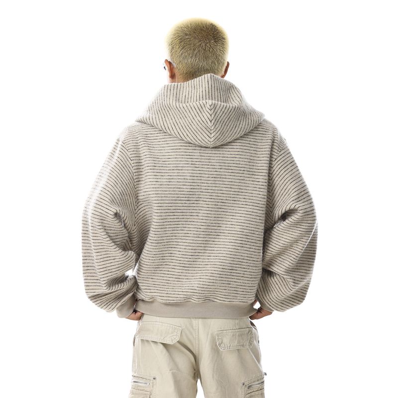 American Retro Striped Hooded Sweatshirt for Men and Women, New Autumn Design, Niche Loose and Lazy Style Long-Sleeved Jacket