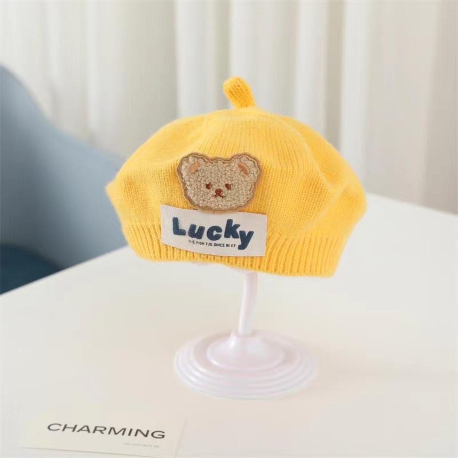 

Winter Baby Cute Flower Knitted Beret Woolen Hat One Size жёлтый