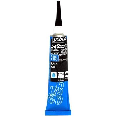 Relief Paint for Fabrics - SETACOLOR - 20ml Tube - Black - Pearl Bead Effect - Mixed