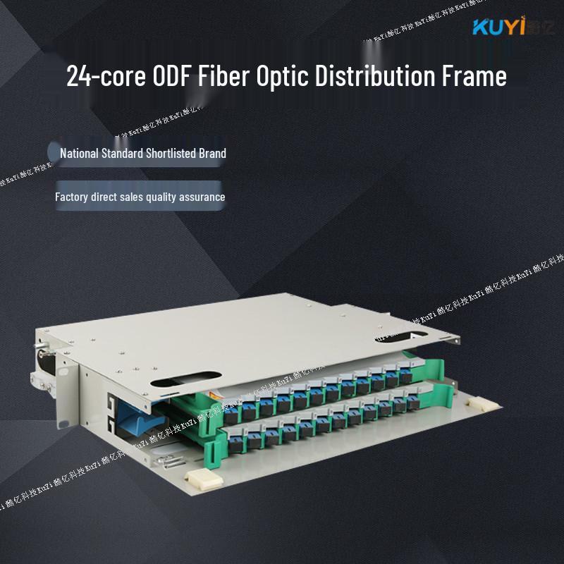 24-Core 19-Inch Fiber Optic Distribution Frame with Fusion Splicing, Stackable Chassis