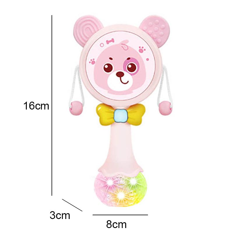 Non-Toxic Baby Rattles Teether Rattle Toy Musical Flashing Hand Bells Rabbit Hand Bells Newborn Infant Early Educational Toys Gifts 0-12M
