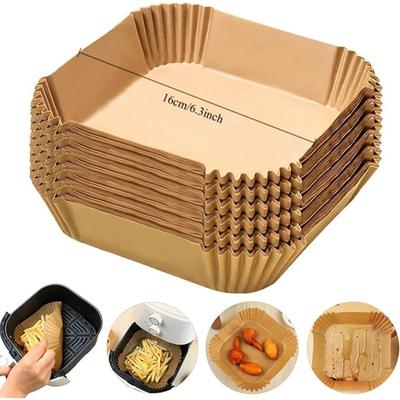 50/100 STÜCKE Fritteuse Einweg-Papiereinlagen Quadratische Papiereinlage Ölfest, Wasserdicht, Backpapier zum Backen Braten Mikrowelle