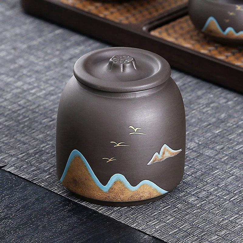 220ml Lattina da Tè Yuanshan in Argilla Viola Piccola Lattina per Conservazione del Tè Scatola per Tè Pu-erh Lattina a Prova di Umidità Barattolo per Tè Nero