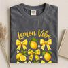 Comfort Colors Lemon Vibe Shirt, Cute Lemon Tee, Handmade Summer and Lemon Shirt, Cute Citrus Print Tee, Yellow Bow Tee, Fresh Summer Shirt