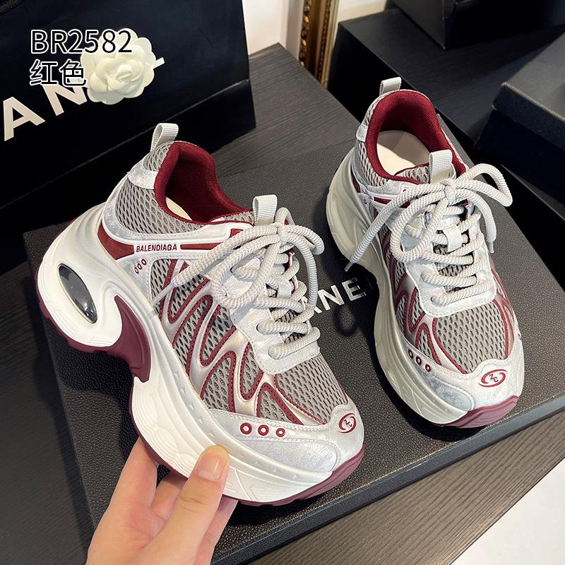 Lightweight casual shoes autumn new thick-soled small breathable dad shoes 35 красный