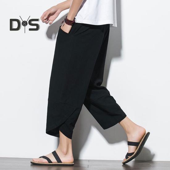 Pantaloni de vară respirabili pentru bărbați, de culoare uni, șic, ocazionali, pantaloni de vară pentru bărbați