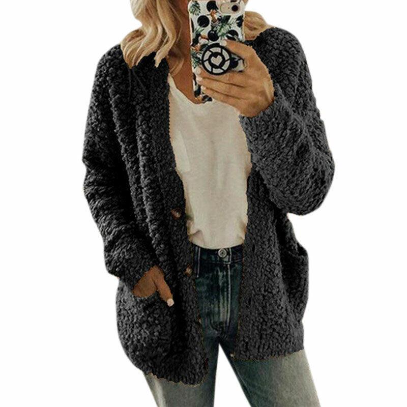 Cozy Plus Size Women Bear Coat Fleece Jacket Perfect For Chilly Autumn Days