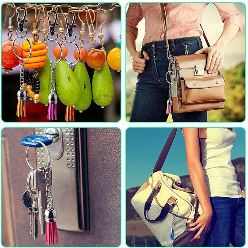 600Pcs Keychain Tassels Kit Leather Tassel Charms And Jump Rings For Jewelry Making, Keychain, Bracelets And DIY Craft