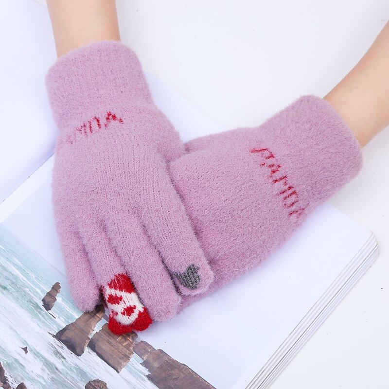 Touchscreen Gloves, Cute, Cartoon Style New Gloves, Plush Knitted Gloves, Added Plush, Warm
