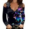 Street Style T Shirt With Floral Print And Long Sleeves For Women