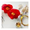 Tsubaki Hair Accessory for Coming-of-Age Ceremony, Dried Flowers, Gold Mizuhiki, Ball Kanzashi, Gold Leaf, for Graduation Ceremony, Wedding,