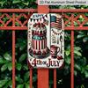 2D Flat 4th of July Aluminium Sign Vintage Independence Day Celebration Metal Sign Print Aesthetic Room Decoration for Home Bedroom Kitchen Bar