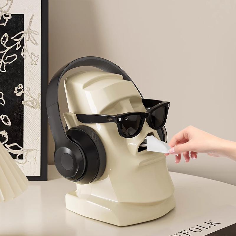 Stone Statue Tissue Box Living Room Light Luxury High-end Creative Home Coffee Table Desktop Napkins Storage Paper Box