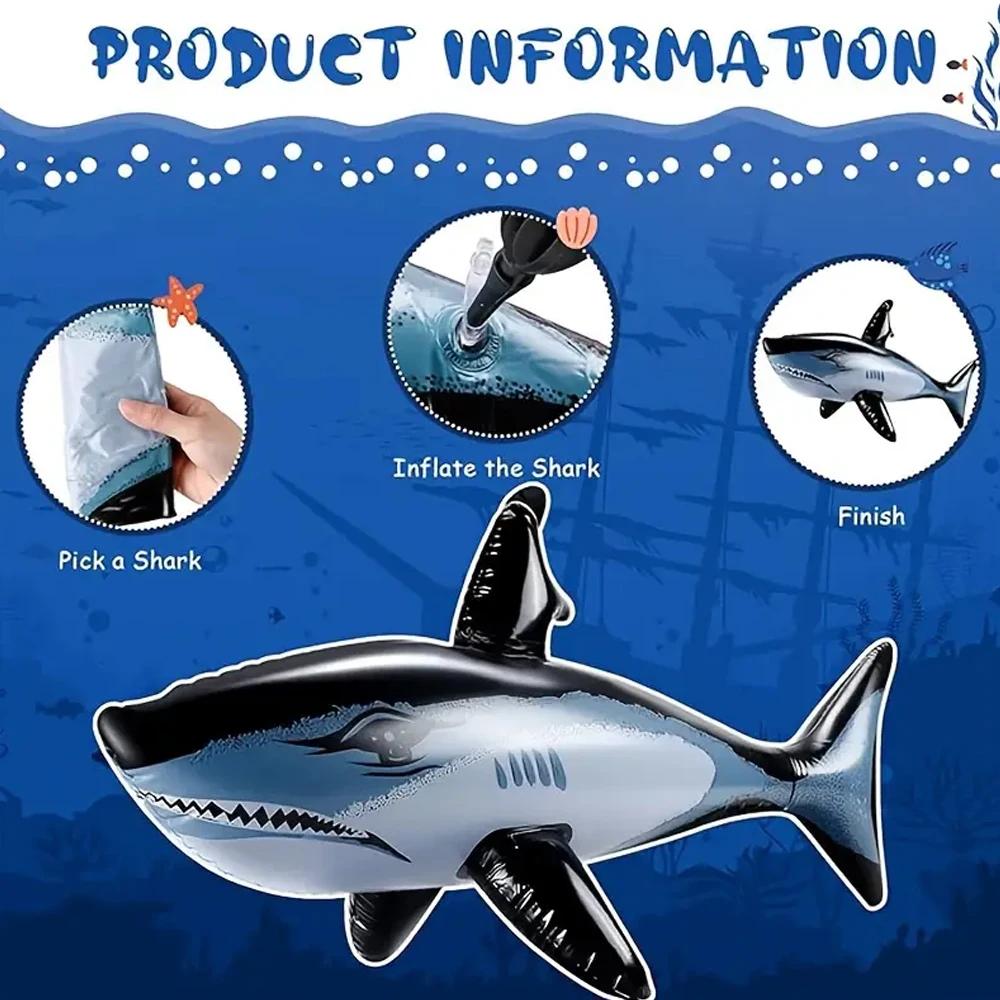 Inflatable Shark Float Beach Pool Party Swimming Water Game Fun Sports Inflatable Toy Holiday Vacation Gift For Home Outdoor