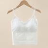 Canottiera da Donna in Pizzo con Scollo a V e Reggiseno Imbottito Integrato, Vestibilità Aderente Senza Schiena, Canottiera Base Anti-sfregamento per l'Uso Quotidiano Estivo