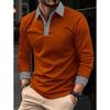 2023 Men's Contrast Color Long-Sleeved Polo Shirts for Spring and Autumn