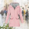 Women Solid Stripe Rain Jacket Outdoor Plus Waterproof Hooded Raincoat Windproof