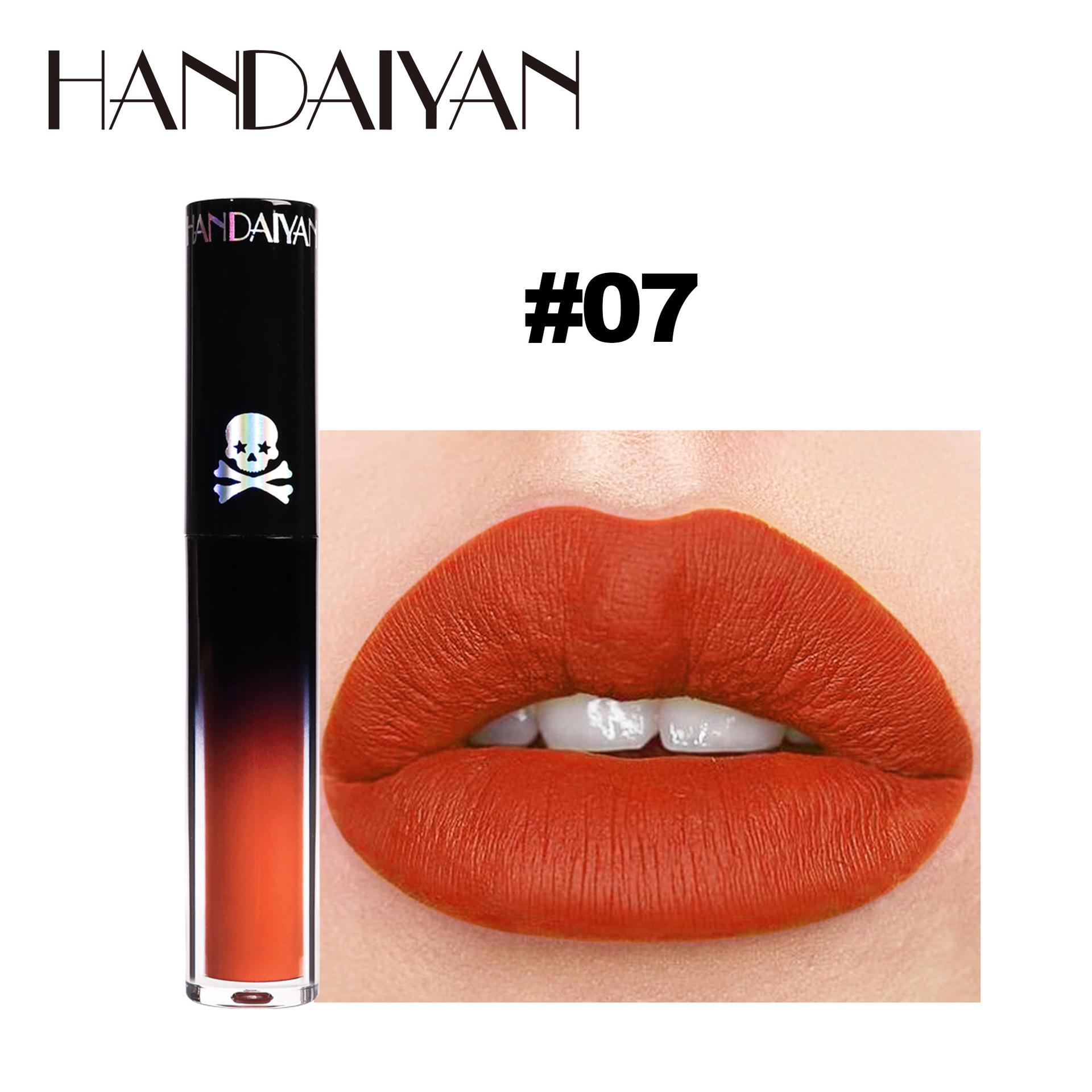 

HANDAIYAN Новый продукт Матовая глазурь для губ в европейском и американском стиле Темный блеск для губ Хэллоуин Губная помада 07