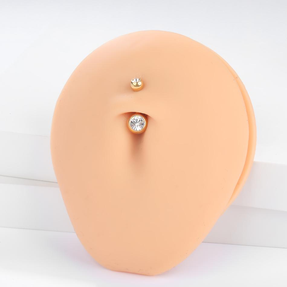 1 PZ Titanio G23 14G Oro Anelli Ombelico Piercing Ombelico Piercing Ombelico Gemma CZ 6/8/10/12mm Barra Piercing Ombelico Gioielli Sexy