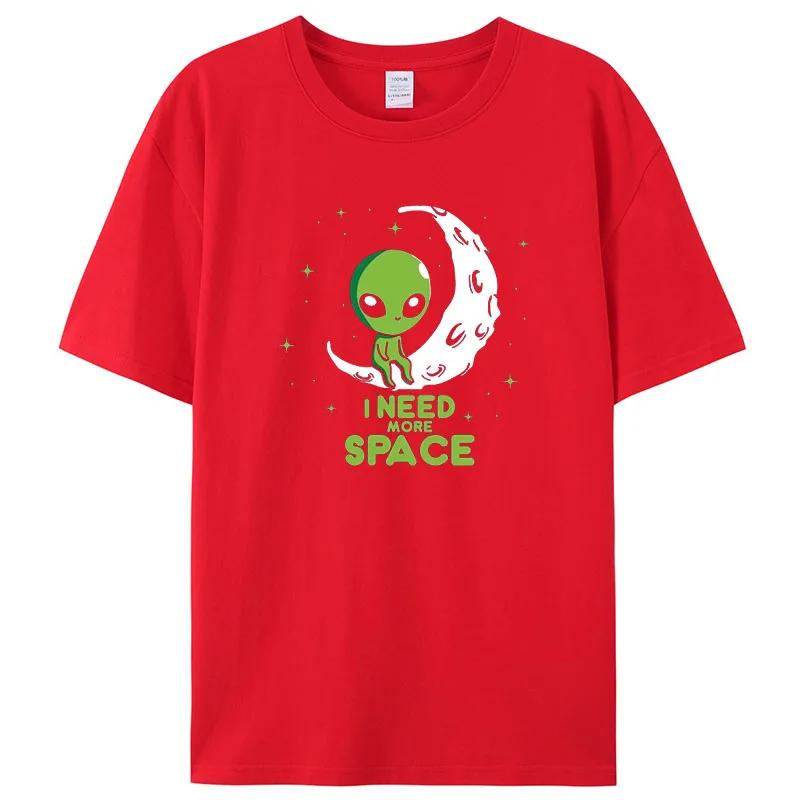 I Need More Space Green Alien Female T-Shirts Street Harajuku Tops Casual Breathable Short Sleeve All-math Soft Womens Clothing