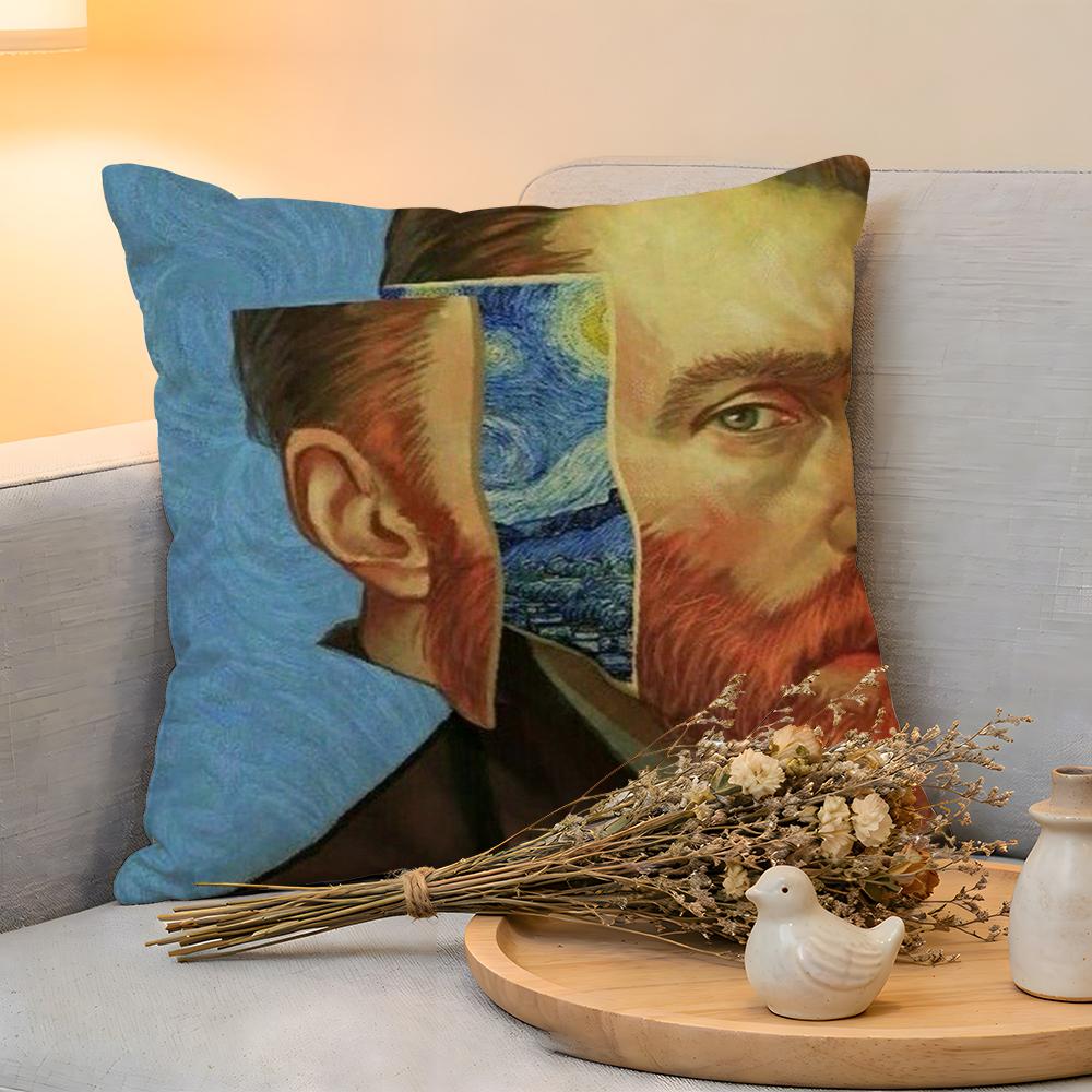Cushion Cover Linen SkinFriendly Soft Decorative Case for Sofa Home Decor Van Gogh Starry Sky Oil Painting Pillow Cover