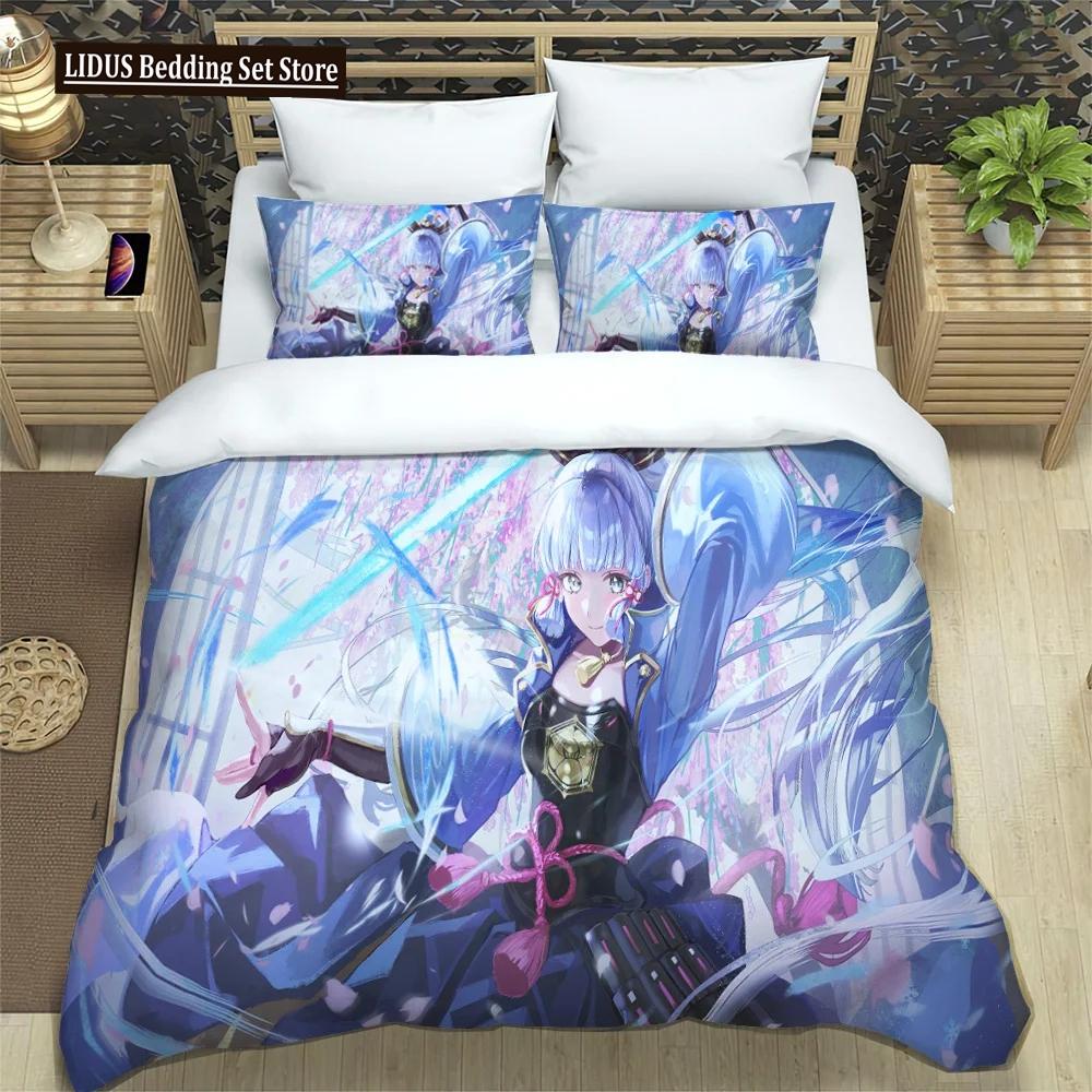 Anime Genshin Impact Bedding Set Boys Girls Twin Queen Size Duvet Cover Pillowcase Bed Kids Adult Fashion Home Textileextile